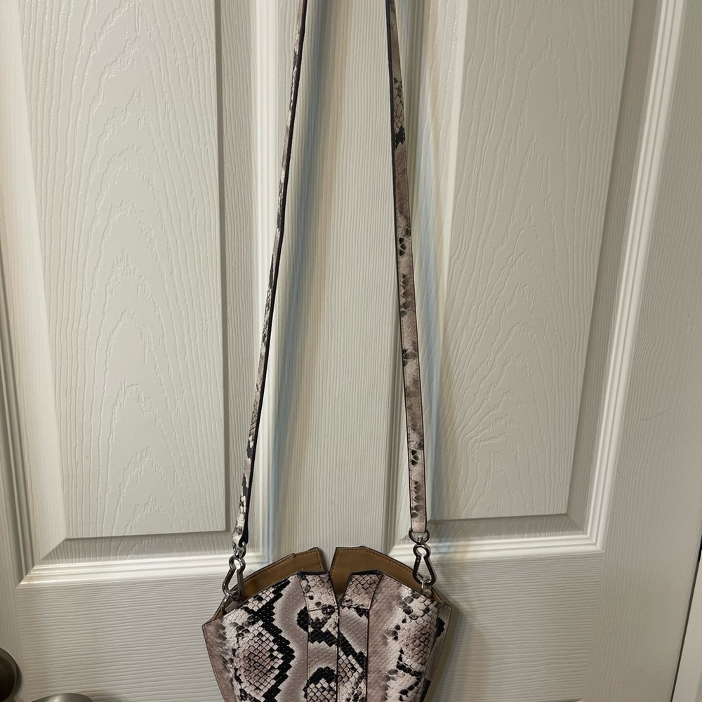 Vince Camuto Gray Black Crossbody Bag with Snakeskin Print